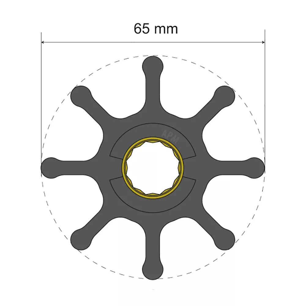 Albin Group Premium Impeller Kit 65 x 16 x 50mm - 8 Blade - Spline Insert