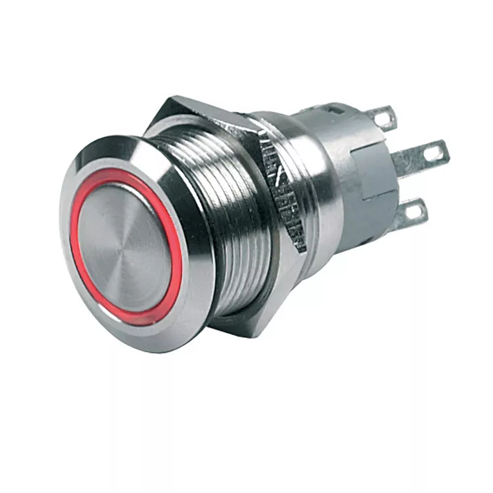 BEP Push-Button Switch 12V Momentary On/Off - Red LED