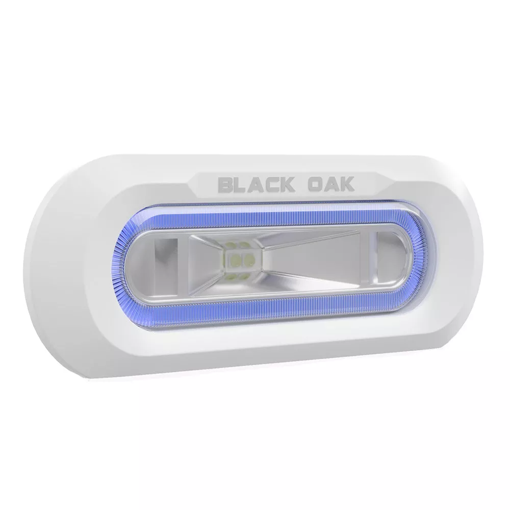 Black Oak Low Pro Marine Spreader Light - Flush Mount - White Housing - Blue LED [MLPS-FB]
