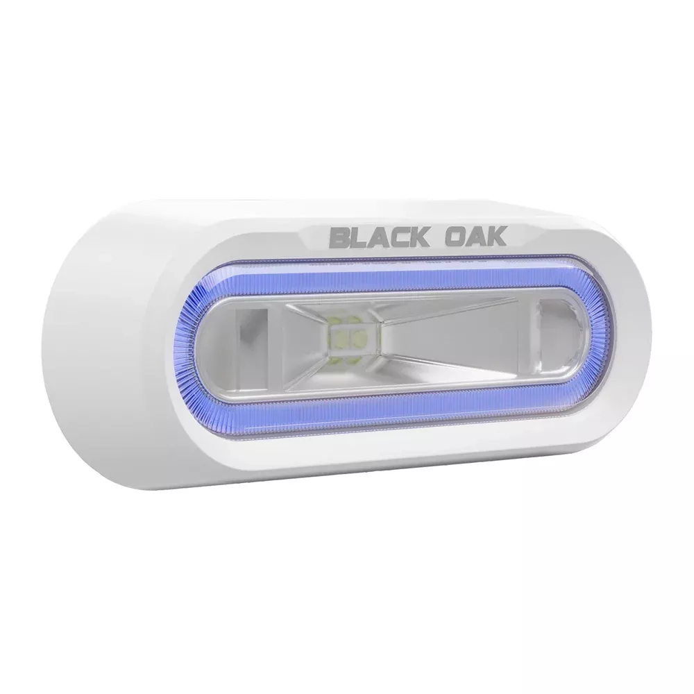 Black Oak Low Pro Off Road Spreader Light - Bracket Mount - White Housing - Blue LED