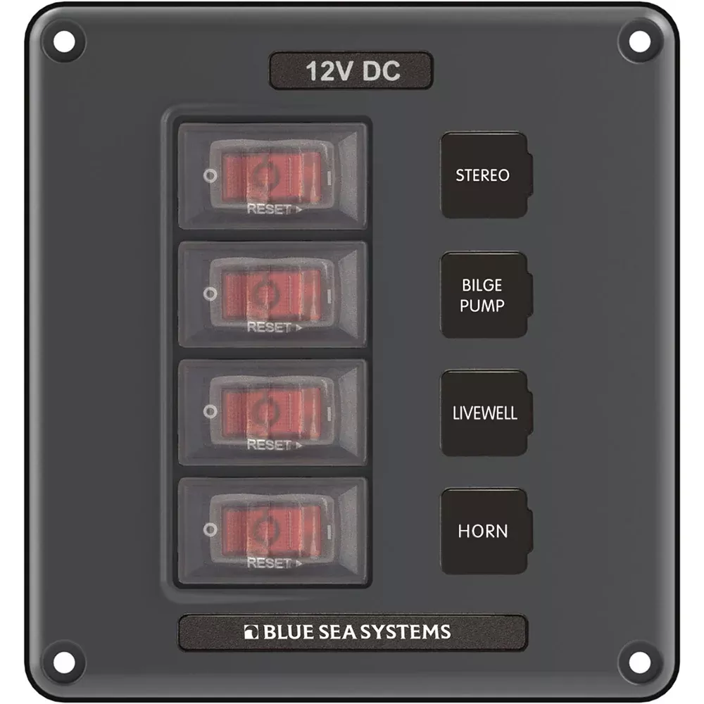 Blue Sea 4320 Circuit Breaker Switch Panel 4 Position - Gray