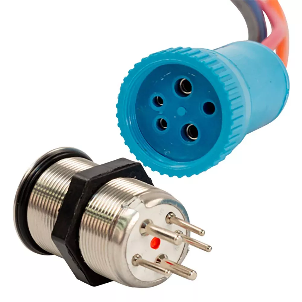 Bluewater 22mm Push Button Switch - OFF/ON/ON Nav/Anc Contact - Blue/Green/Red LED - 4' Lead [9059-3114-4]