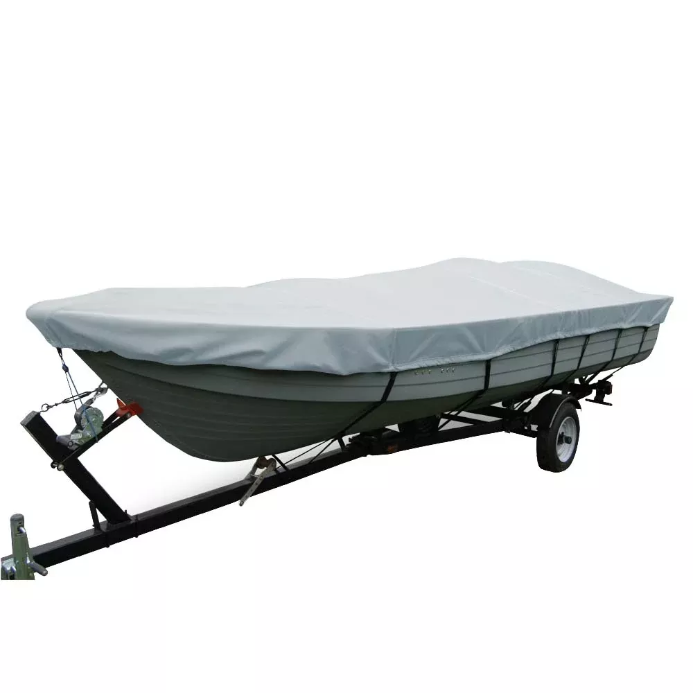 Carver Poly-Flex II Wide Series Styled-to-Fit Boat Cover f/13.5 V-Hull Fishing Boats Without Motor – Grey [70113F-10]