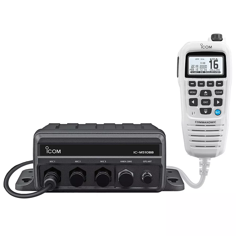 Icom IC-M510BB GW 21 Black Box VHF w/White Command Mic3 Command Mic Ports [M510BB GW 21 USA]