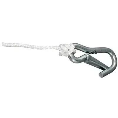 Marpac Solid Braid Nylon Anchor Lines with Zinc-Plated Hook - 3/8 Inch x 50 Feet - White - 440 Pounds