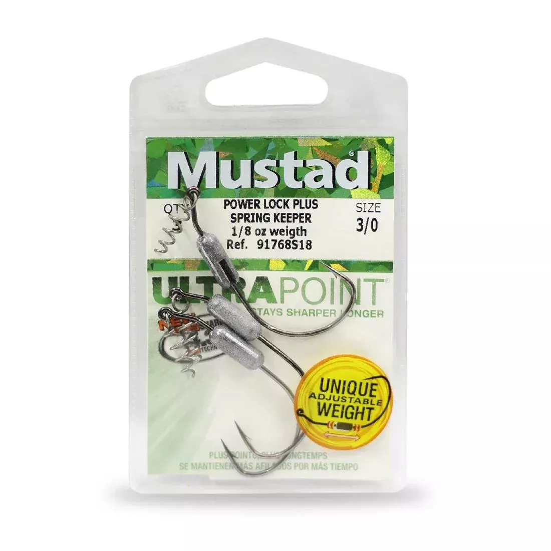 Mustad Power Lock Plus Spring Keeper Hook - Weighted1/8oz | 3.5g