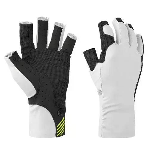 Mustang Traction UV Open Finger Gloves - WhiteBlack - Small