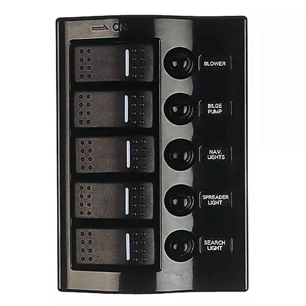 Sea-Dog Nylon Circuit Breaker Panel - 5 Circuit - Wave Style
