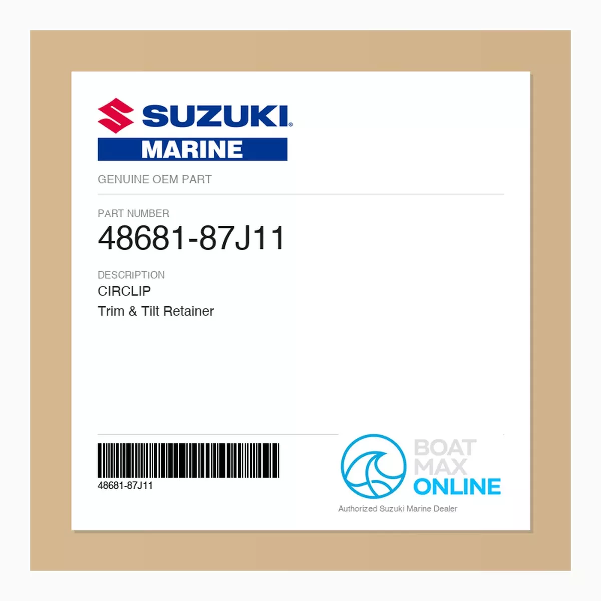Suzuki OEM Circlip 48681-87J11 | Trim & Tilt Retainer
