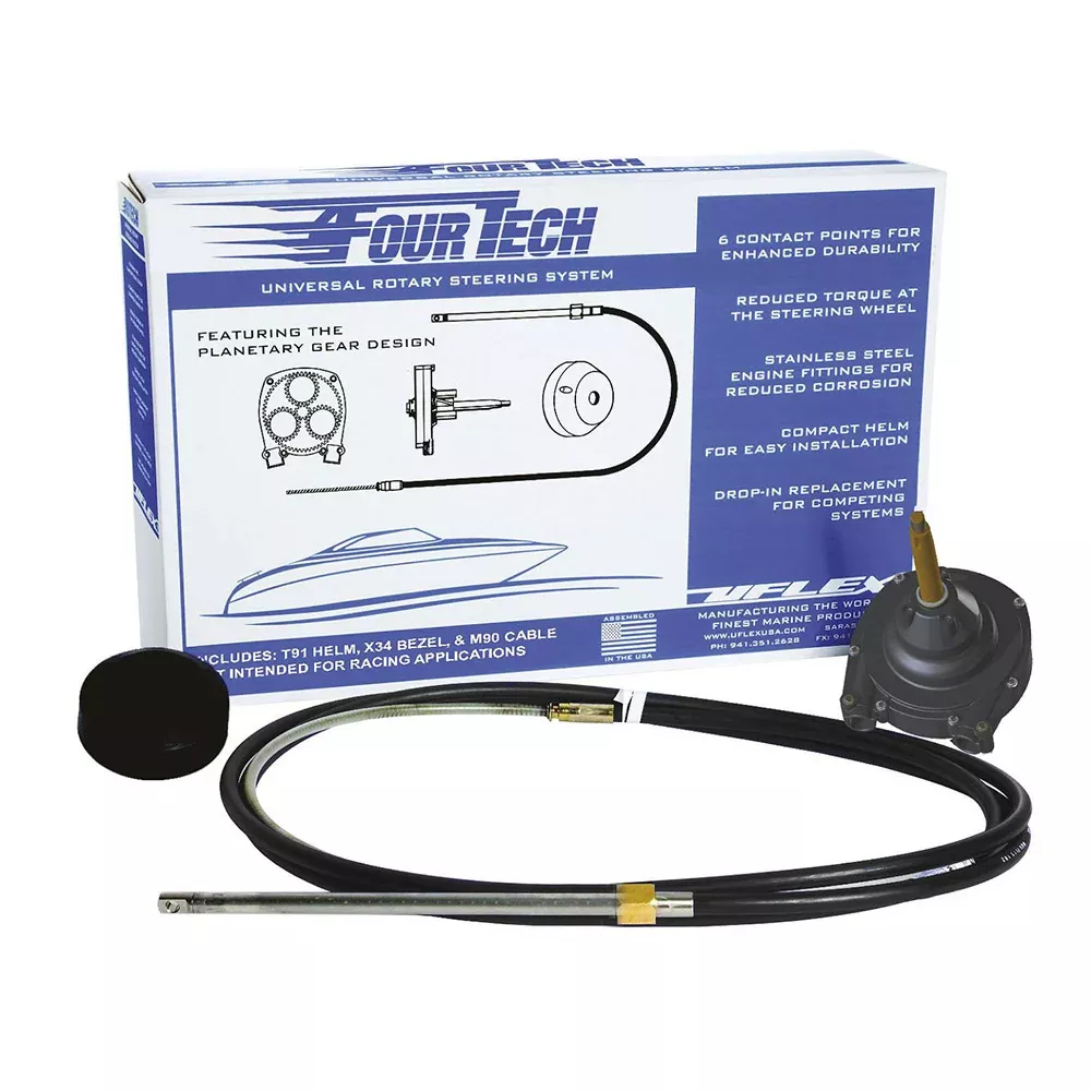 Uflex Fourtech 12 Black Mach Rotary Steering System w/Helm, BezelCable [FOURTECHBLK12]
