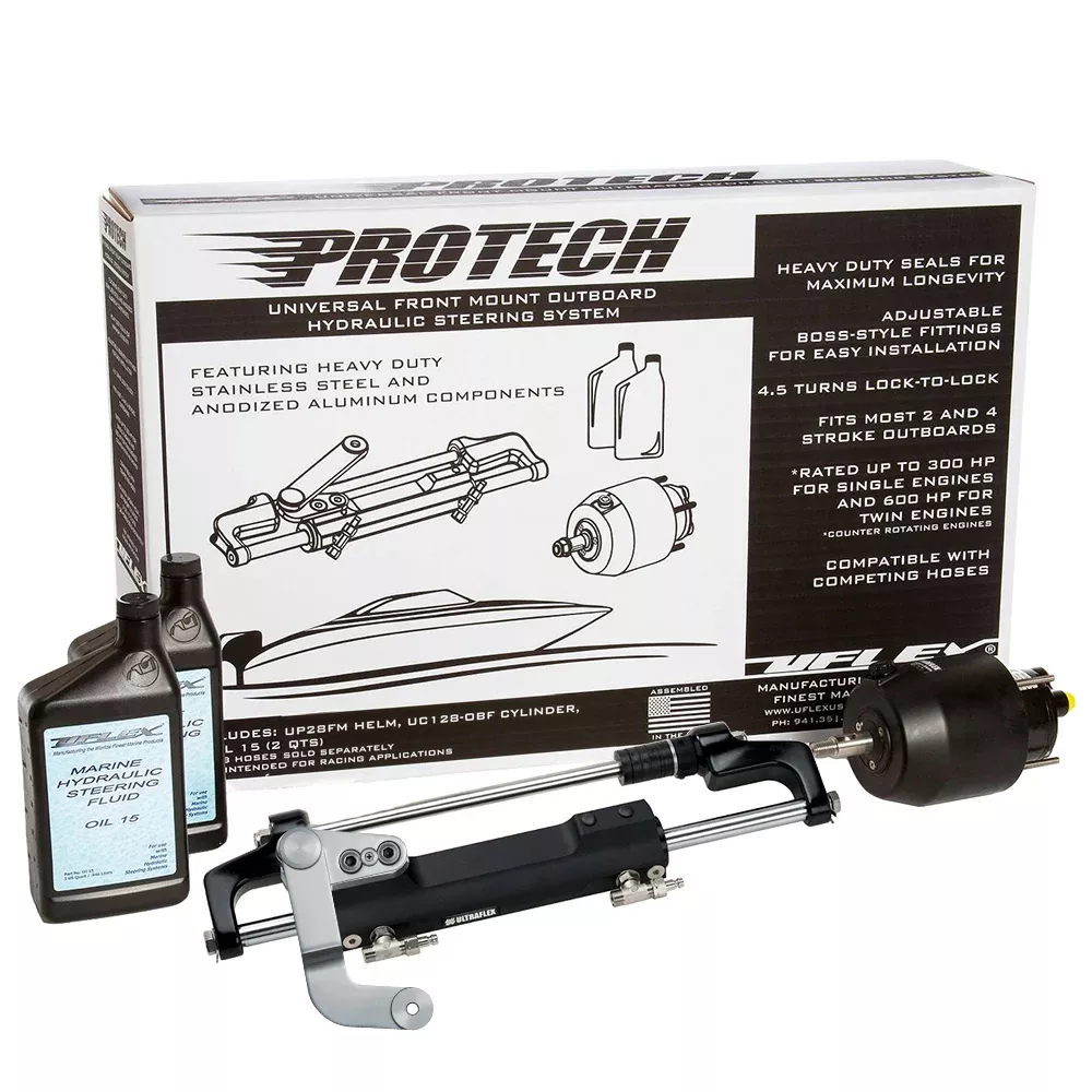 Uflex PROTECH 3.1 Front Mount OB Hydraulic System - Includes UP28 FM Helm, OilUC128-TS/3 Cylinder - No Hoses [PROTECH 3.1]