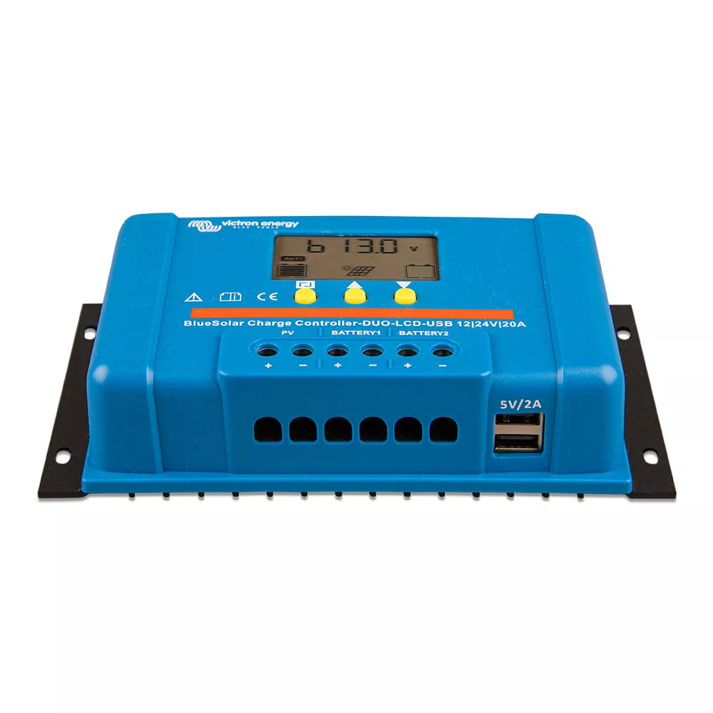 Victron BlueSolar PWM Charge Controller (DUO) LCDUSB Charge Control - 12/24VDC - 20A [SCC010020060]