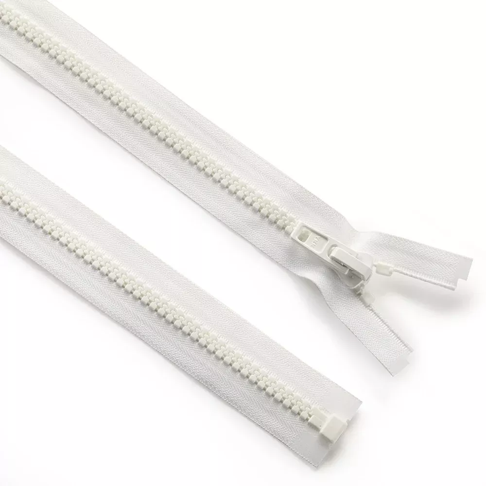 YKK #10 White Separating Molded Tooth Zipper (Delrin Single Pull Slider), 18" - Non-Locking (HN)